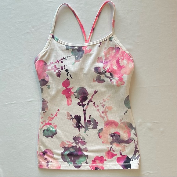 Lululemon Womens Tank Top Power Y Built In Shelf Bra Racerback Blurred Blossom 4 - Picture 6 of 16
